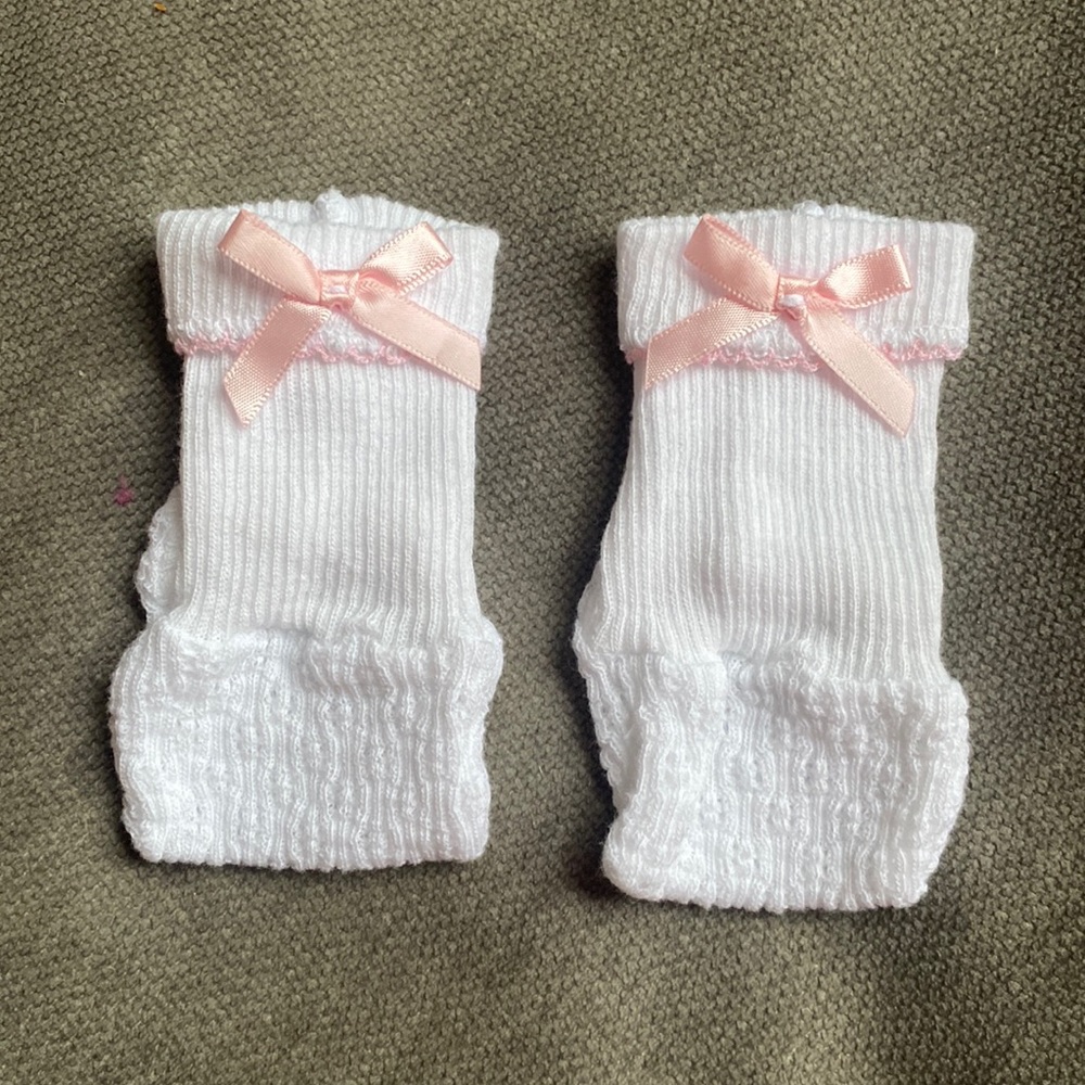 Knit Sock Bootie with Pink Bows Newborn